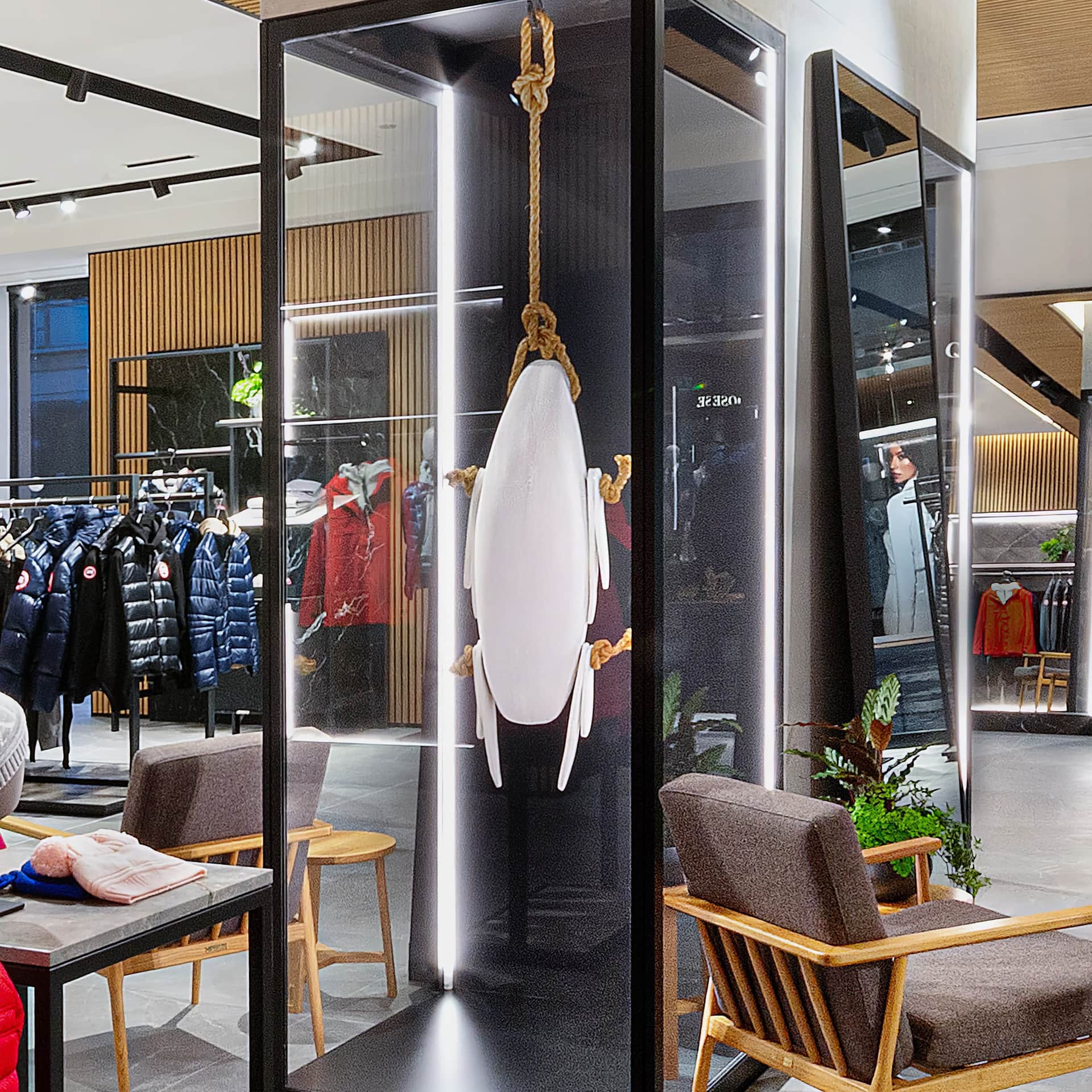 Couzyn Van Heuvelyn, Nitsik 13, 2021, installed at Canada Goose, Multrees Walk, Edinburgh, UK